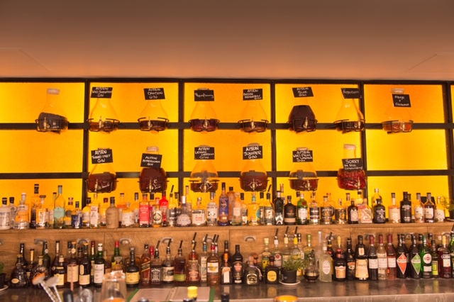 Bespoke glazed bar display units.
